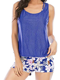 Cutout Printed Round Neck Three-Piece Swim Set