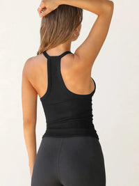 Ribbed V-Neck Halter Tank Top