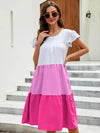 Full Size Color Block Tiered Ruffle Summer Dress Plus Size - Store 42