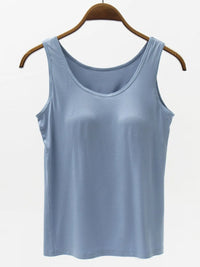 Full Size Wide Strap Modal Tank with Bra Light Blue