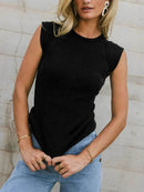 Basic Solid Color Round Neck T-Shirt for Comfortable Everyday Wear, 92% Rayon 8% Spandex - Store 42