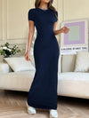 Short Sleeve Maxi Tee Dress Navy