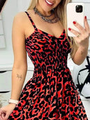 Full Size Leopard Print Spaghetti Strap Maxi Dress Plus Size - Store 42