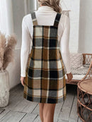 Plaid Square Neck Mini Dress