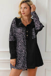 Elegant Half Button Leopard Print Blouse with Collared Neck, 100% Polyester, Machine Washable - Store 42