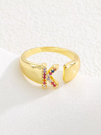 18K Gold-Plated Zircon Letter Ring K onesize
