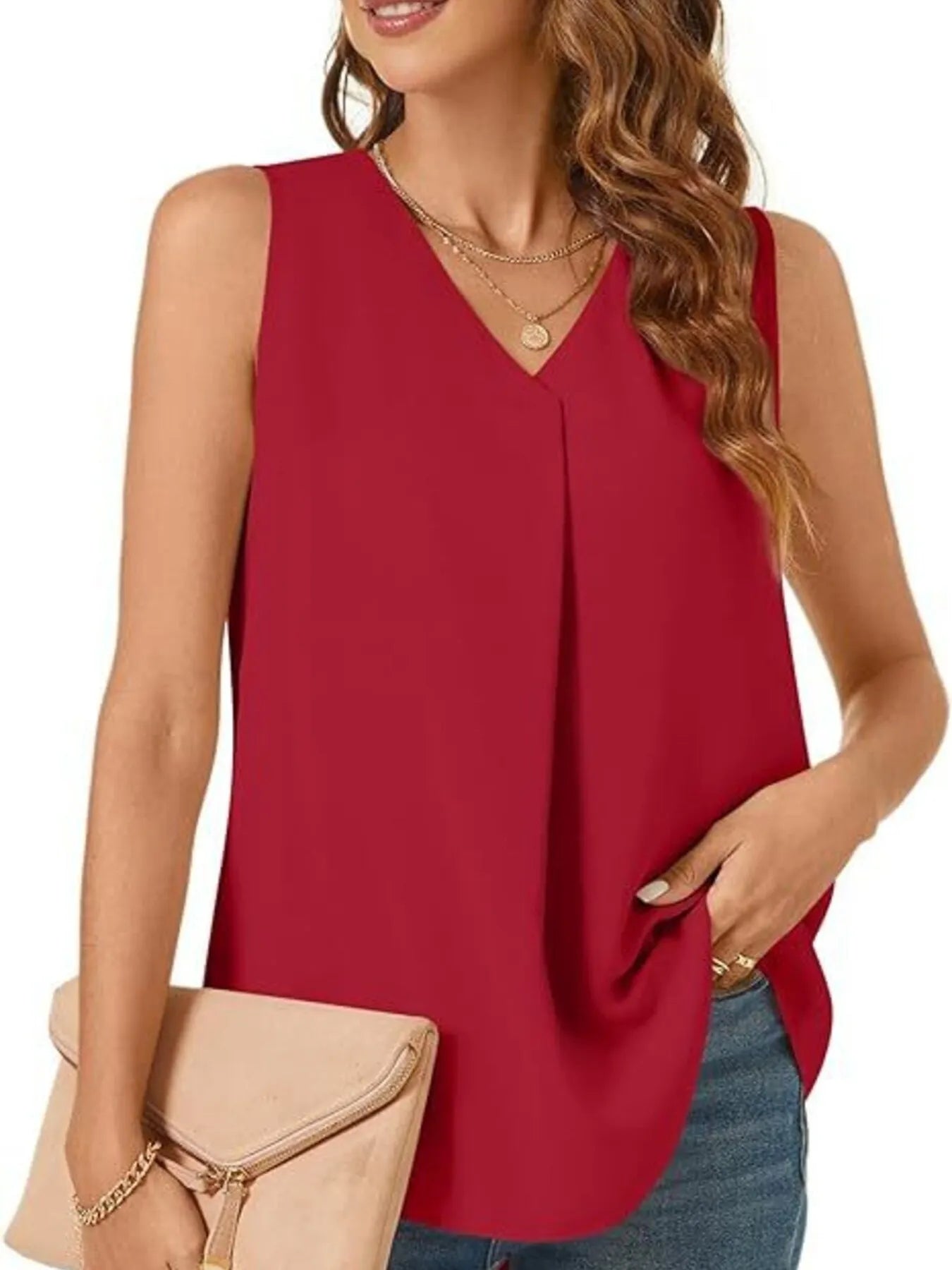 Full Size V-Neck Sleeveless Tank Top Plus Size
