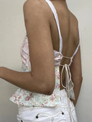 Lace Detail Floral Sweetheart Neck Cami