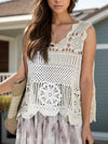 Openwork Scoop Neck Tank Cream One Size