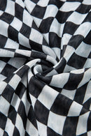 Checkered Round Neck Sleeveless Midi Dress