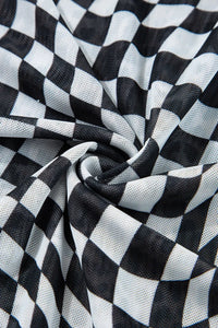 Checkered Round Neck Sleeveless Midi Dress