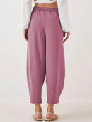 Full Size Drawstring Wide Leg Cropped Pants Plus Size - Store 42