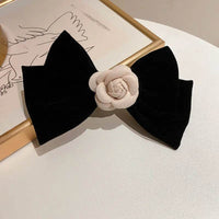 Elegant Rose Trim Bow Hair Clip - Stylish Alloy and Polyester Accessory for Chic Hairstyles - Store 42