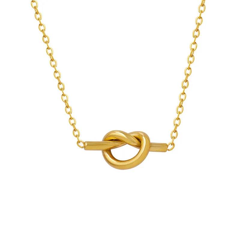 Elegant 18K Gold-Plated Knotted Necklace in Titanium Steel - Stylish Accessory for Any Occasion - Store 42