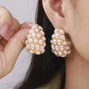 Elegant 18K Gold-Plated Titanium Steel Imitation Pearl Earrings - 1.3 in Stylish Accessory - Store 42