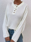 Button Detail Long Sleeve Knit Top