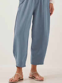 Full Size Drawstring Wide Leg Cropped Pants Plus Size - Store 42