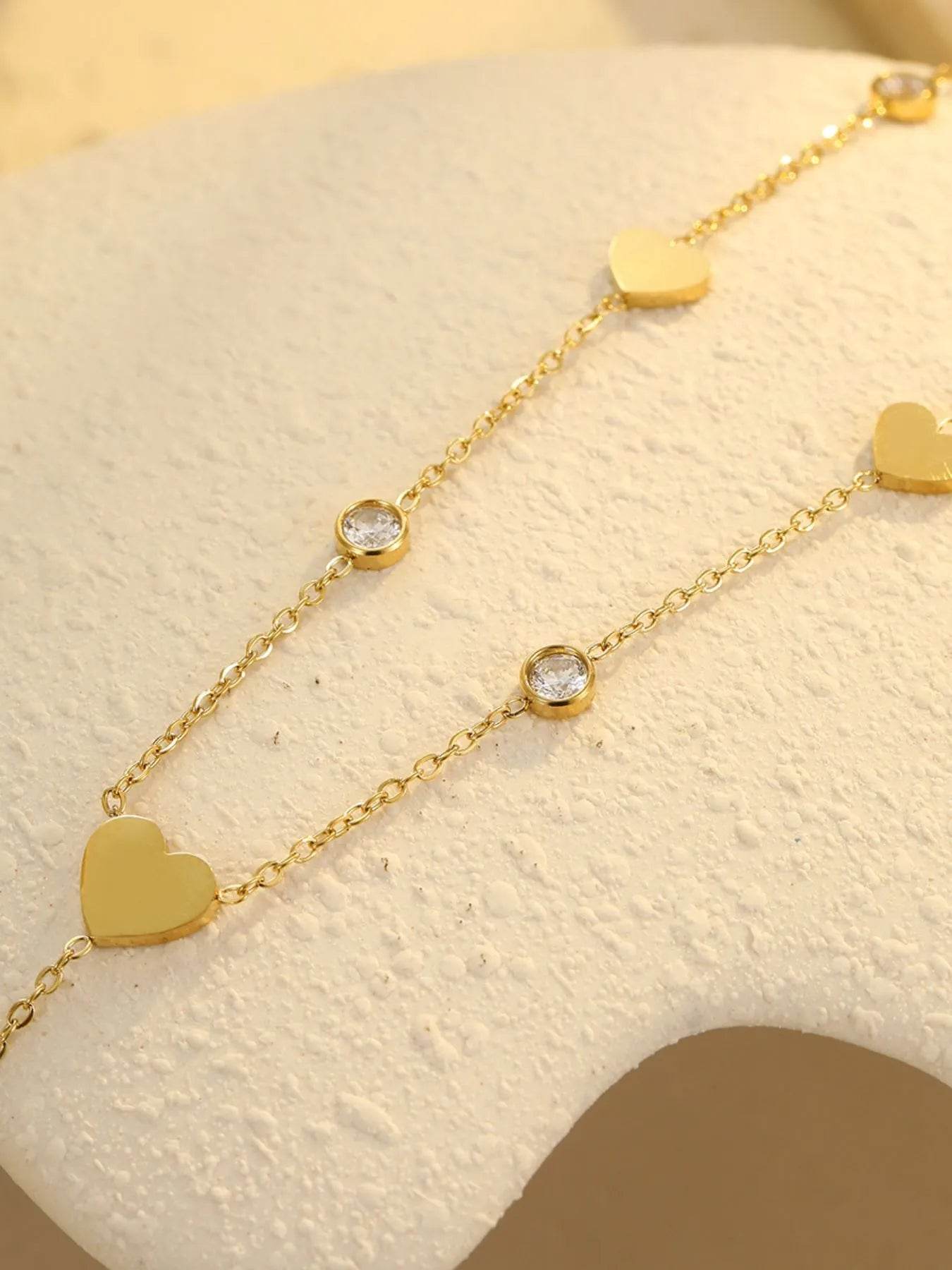 18K Gold-Plated Heart Necklace with Zircon Accent | Elegant Stainless Steel Jewelry - Store 42