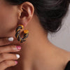 Elegant Twisted Leather Rope C-Hoop Earrings - 18K Gold-Plated Copper for Stylish Appeal - Store 42