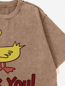 Stylish Duck Graphic Oversized T-Shirt for Comfort - 100% Polyester, Machine Washable - Store 42