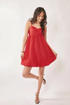 Davi & Dani Textured Sweetheart Neckline Bubble Hem Dress Red