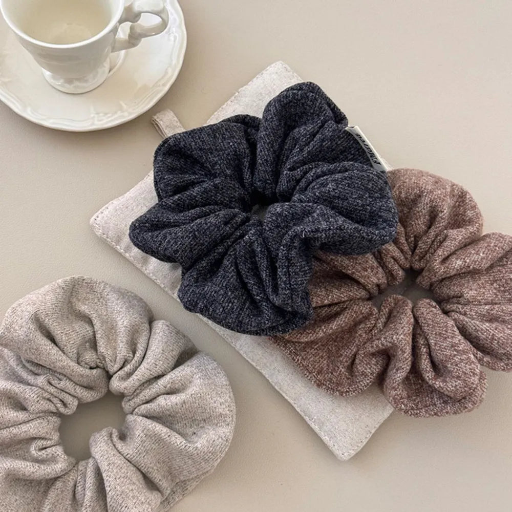 3-Piece Heathered Ruched Elastic Hair Scrunchies - Stylish & Comfortable Polyester Hair Accessories