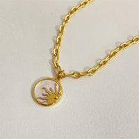 Titanium Steel Sun & Moon Necklace Sun One Size