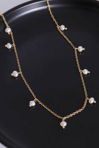 Elegant 18K Gold-Plated Titanium Steel Pearl Necklace - Stylish Accessory for Any Occasion - Store 42