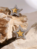 Elegant 18K Gold-Plated Stainless Steel Star Stud Earrings - Lightweight, Durable Design - Store 42