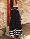 Contrast Trim Square Neck Maxi Cami Dress Black White