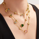 18K Gold-Plated Heart Necklace with Glass Stone