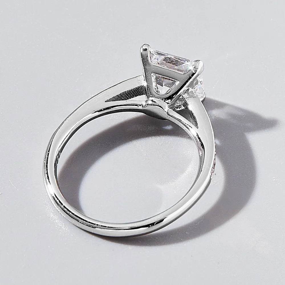 Elegant 925 Sterling Silver Zircon Ring - Platinum-Plated & Durable Jewelry - Store 42