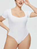 Full Size Square Neck Short Sleeve Bodysuit - Store 42