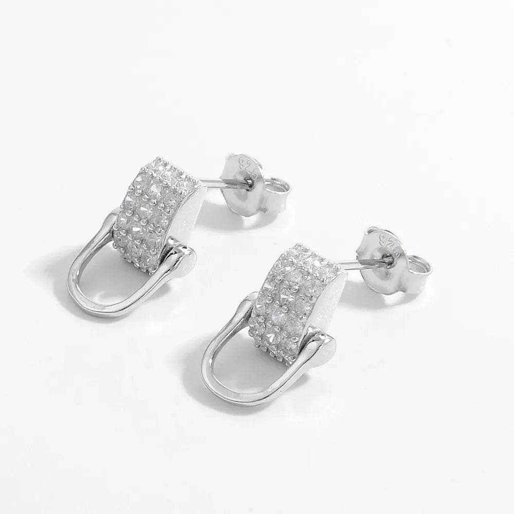Elegant 925 Sterling Silver Zircon Earrings with Platinum-Plated Finish – Stylish Accessories