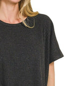 Zenana Ribbed Round-Neck Short-Sleeve Knit Top