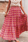 Printed Tiered Maxi Skirt Rose