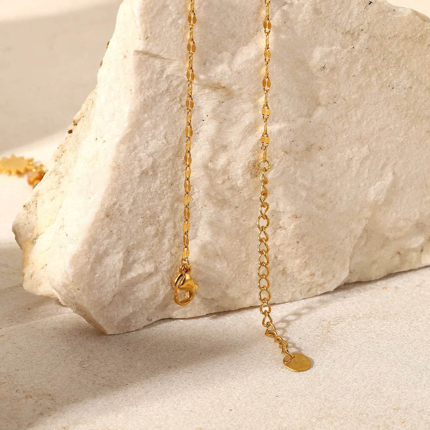 Bohemian Sun Charm Beaded Stainless Steel Necklace - Store 42