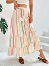 Frill Printed Maxi Skirt Multicolor