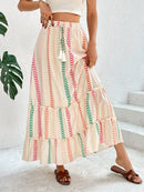 Frill Printed Maxi Skirt Multicolor