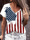 American Flag V-Neck Short Sleeve T-Shirt - 95% Polyester, 5% Spandex, Imported Style - Store 42