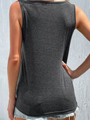 Full Size Decorative Button Round Neck Tank Plus Size - Store 42
