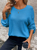 Plus Size Relaxed Fit Waffle Knit Round Neck T-Shirt