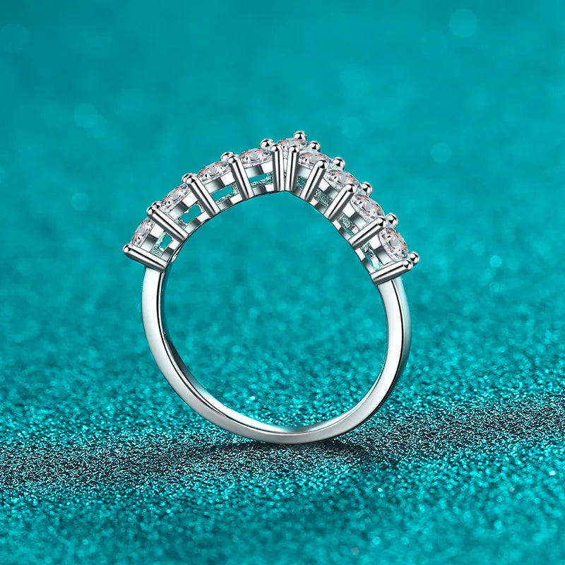 925 Sterling Silver V Shape Ring Featuring 0.9 Carat Moissanite with Certificate of Authenticity