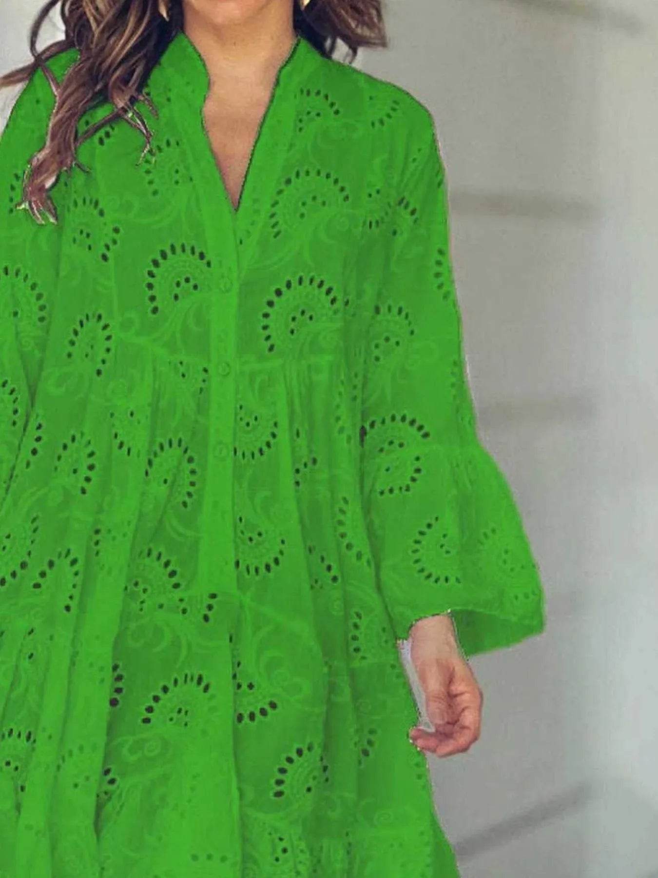 Full Size Eyelet Ruffled Hem Tiered Dress Plus Size - Store 42