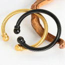 18K Gold-Plated Stainless Steel Twisted Cable Cuff Bracelet - Stylish and Durable Design - Store 42