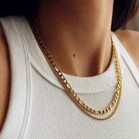 18K Gold-Plated Stainless Steel Double-Layered Necklace - Elegant Layered Design & Durability - Store 42