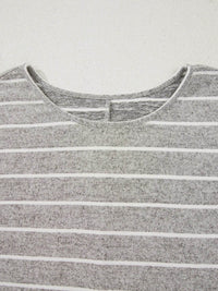 Sleek Stripe Dolman Sleeve Drop Shoulder Top - Soft Stretchy Blend, Easy Care, Imported Fashion - Store 42