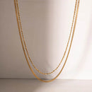18K Gold-Plated Stainless Steel Double-Layered Necklace - Elegant Layered Design & Durability - Store 42