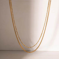 18K Gold-Plated Stainless Steel Double-Layered Necklace - Elegant Layered Design & Durability - Store 42