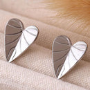 Elegant 18K Gold-Plated Stainless Steel Heart Leaf Stud Earrings - Unique Design & Lightweight - Store 42